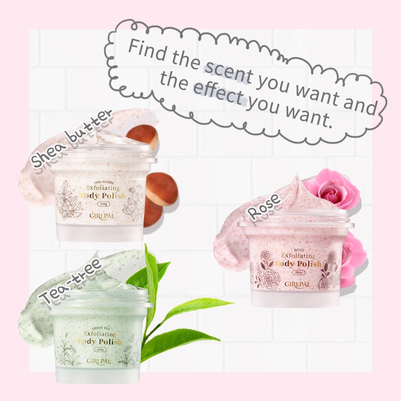 [BPOM] GIRLPAL Body Scrub 100g Exfoliating Scrub Badan &amp; Handbody Lulur Whitening Brighty Moisturizing