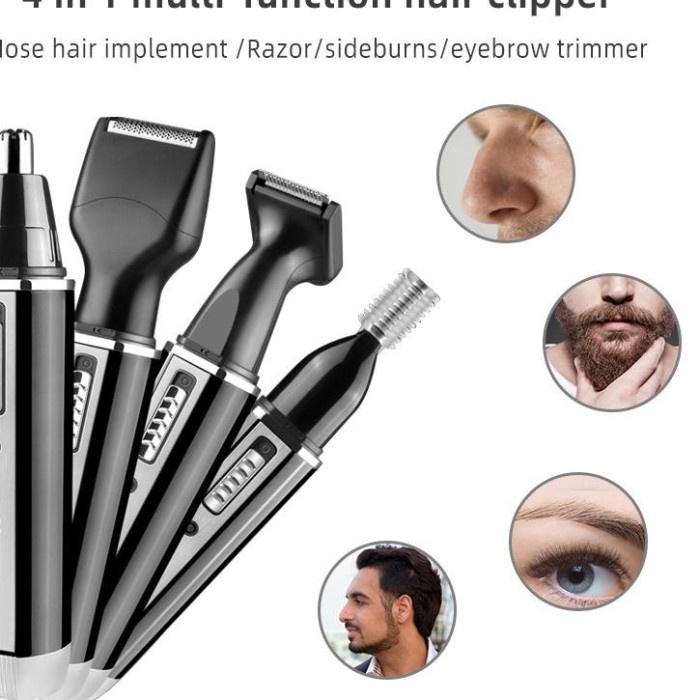 KEMEI KM-6630 ALAT CUKUR ELEKTRIK JENGGOT KUMIS BULU HIDUNG 4IN1