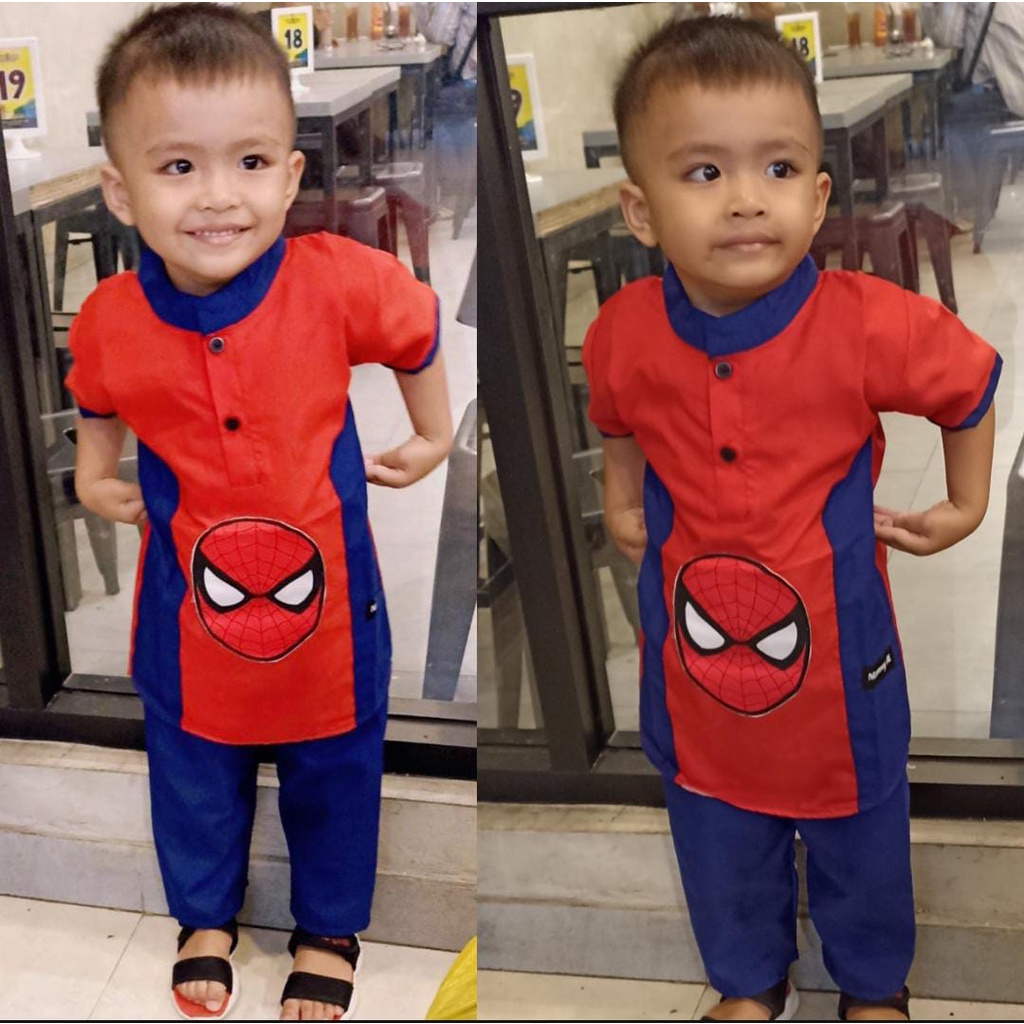 STELAN SET BAJU KOKO ANAK KURTA  SPIDERMAN  1-5TAHUN/KOKO ANAK/STELAN KOKO ANAK