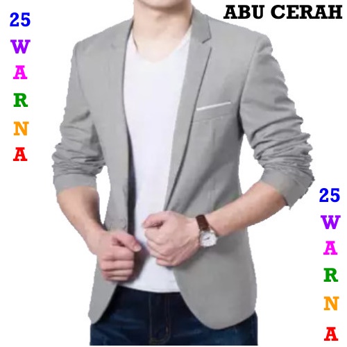 25 Warna Warni Jas Cowok Blazer Pria Abu Cerah Muda Lis Putih Tuxedo Suit Jumbo Big Size Blazer Jas