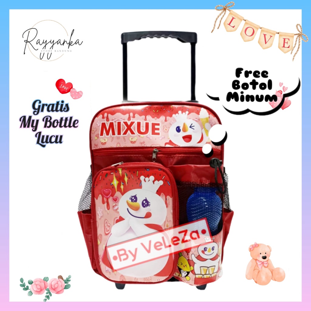 Tas Ransel Troli Anak Laki Laki &amp; Perempuan IMixxu3 Gratis Botol Minum Untuk Anak Tk Paud Sd