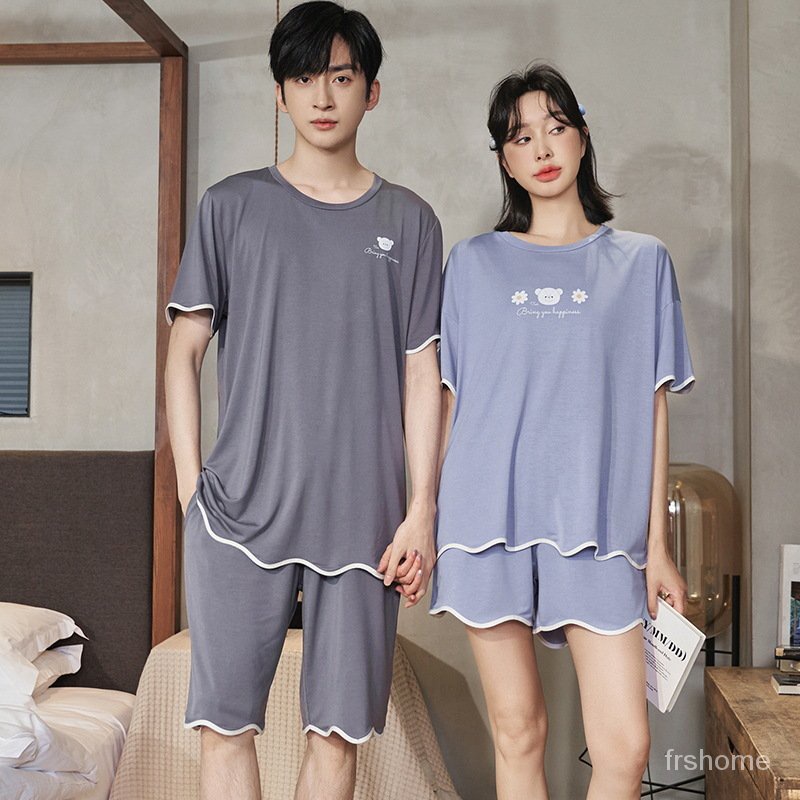 PIYAMA KOREA Kenyamanan rumah lengan pendek dan celana pendek set piyama pasangan/baju tidur import