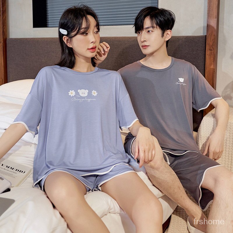 PIYAMA KOREA Kenyamanan rumah lengan pendek dan celana pendek set piyama pasangan/baju tidur import