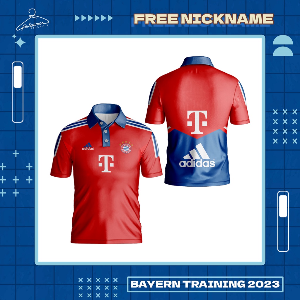 Kaos Polo Wangki Sepak Bola Bayern Munchen Training 2023 Custom Full Printing