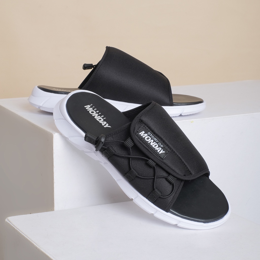 LIWA BLACK V2 |ManNeedMe x Monday| Sandal Pria Sendal Slide Cowok Tali Casual Traveling ORI