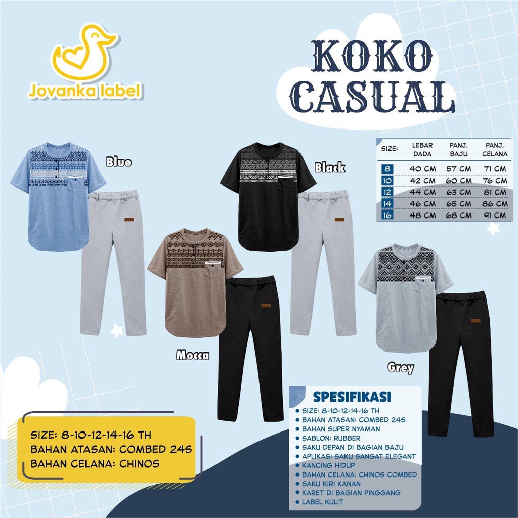 Setelan anak Cowok Koko Casual by Jovanka label