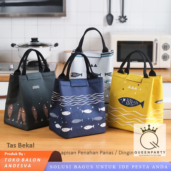 Tas Bekal Ikan / Cooler Bag Motif Ikan Perekat / Tas Bekal / Lunch Box
