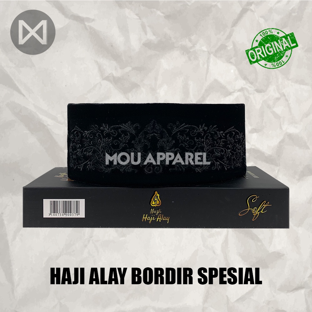 Songkok Premium HAJI ALAY BORDIR SPESIAL AC Tinggi 9 Peci Sholat Pria Dewasa Hitam Full Motif Batik NU Kopiah Shalat Anak Santri Laki Kopyah Solat Pesantren Nasional Beludru Ukuran Jumbo Kopeah Bulat Batok Bludru Putih Pendek Karakter Nama Ori Original 8