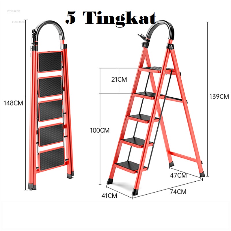 Tangga Lipat Besi Rumah Tangga Tangga MultiFungsi Serbaguna 4 Tingkat dan 5 Tingkat Ladder Tangga Aluminium