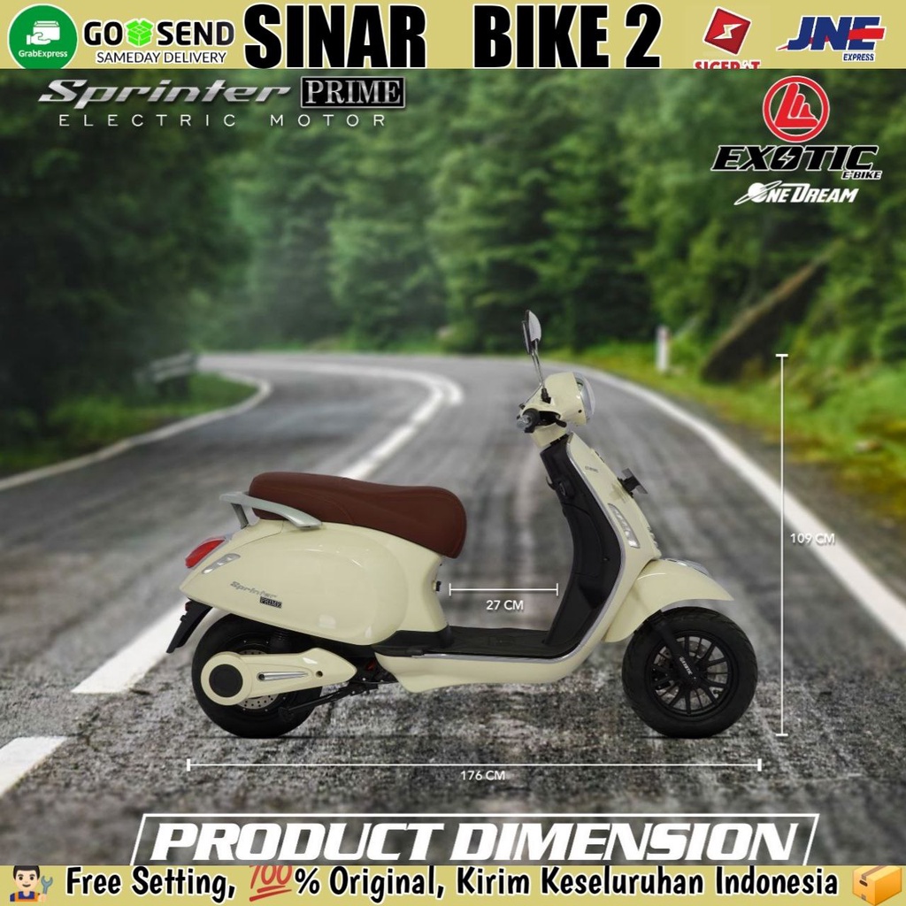 Sepeda Motor Listrik Electric EXOTIC SPRINTER PRIME Vespa 1200 Watt