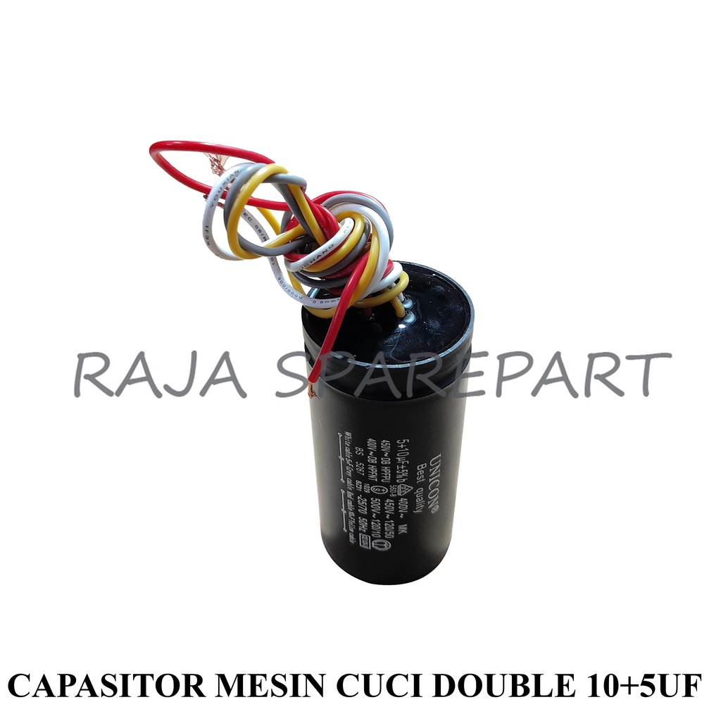 CAPASITOR / KONDENSATOR MESIN CUCI DOUBLE 10+5 UF