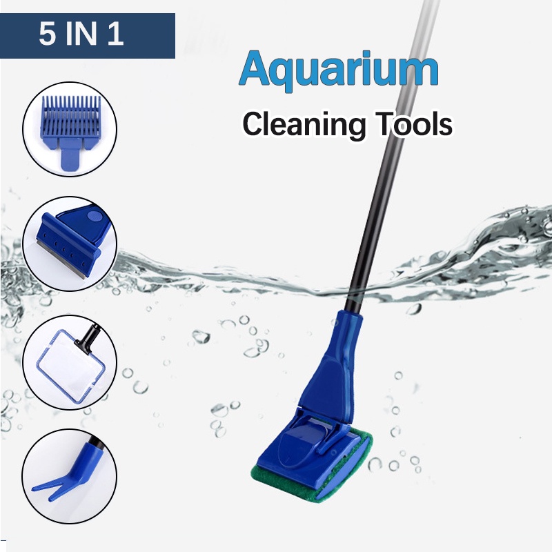 Alat Pembersih Akuarium Ikan Set 5 in 1 Set Pembersih Aquarium Ikan Set Tools Cleaning Brush