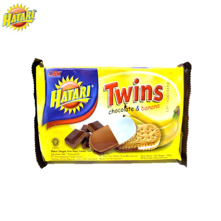 Hatari Twins Chocolate & Banana Biscuit 190gr / ASWFoods Coklat Pisang