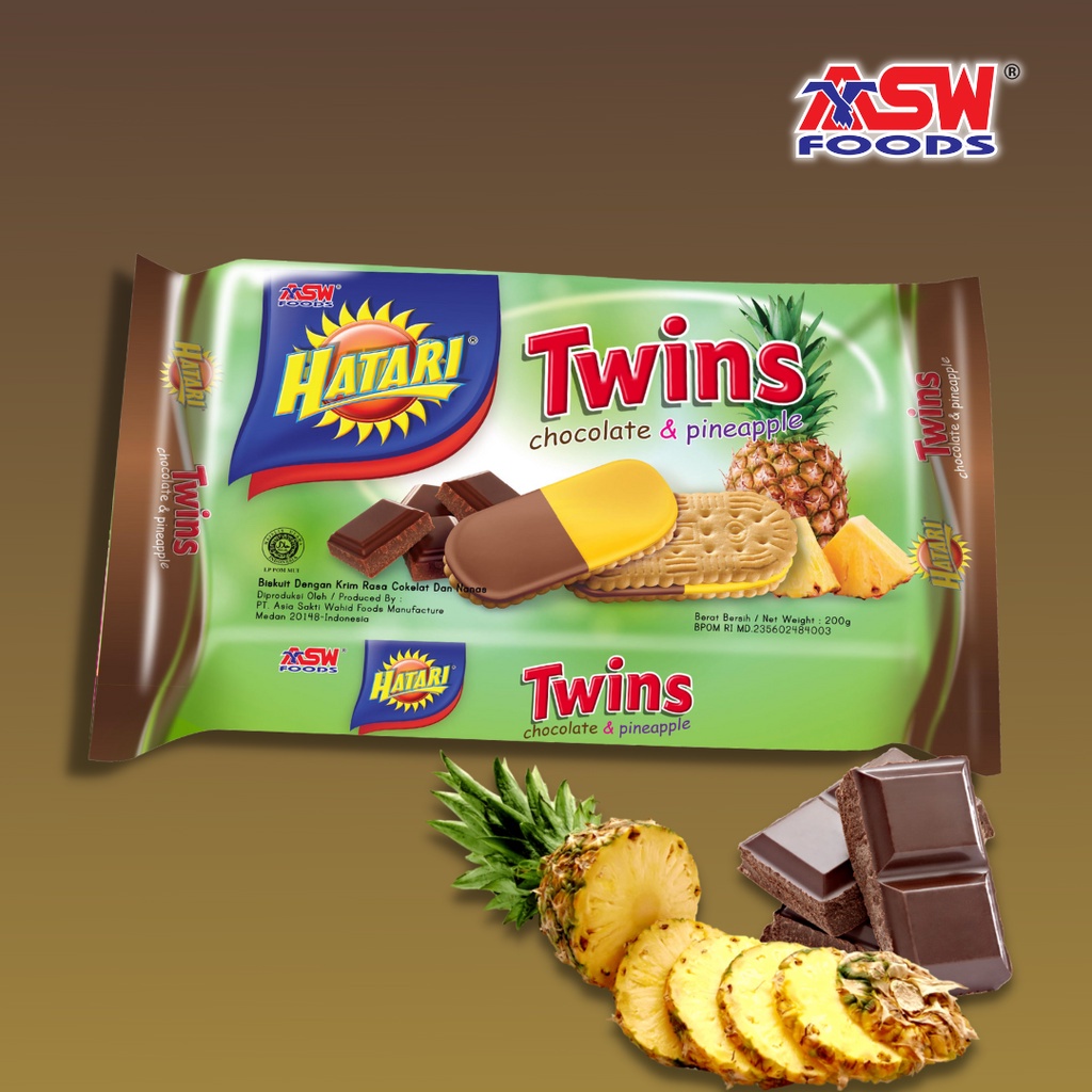 

Hatari Twins Chocolate & Pineapple Nanas Biscuit 190gr / Biskuit Coklat