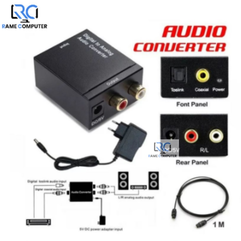 NETLINE DIGITAL TO ANALOG AUDIO CONVERTER HIGH QUALITY + KABEL TOSLINK 1.5M