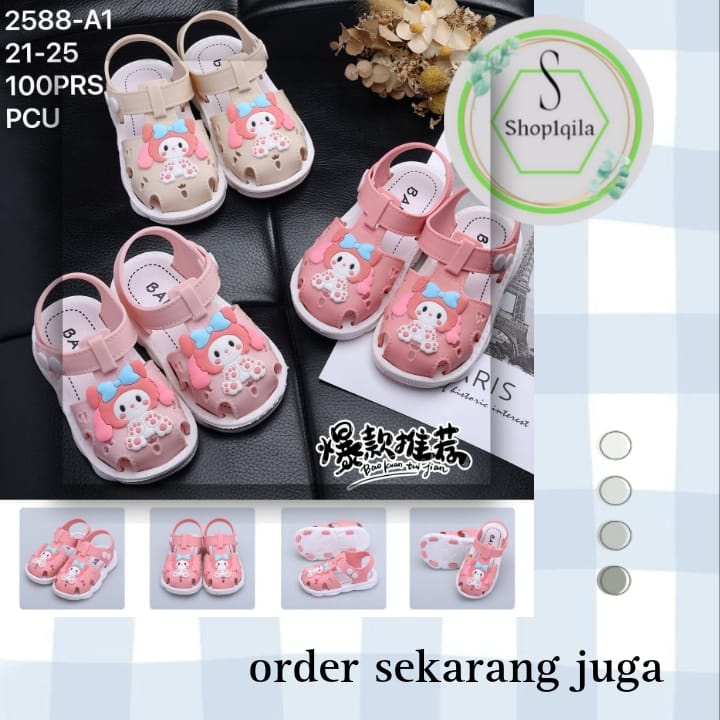 Sepatu bayi perempuan viral motif my melody lucu korea style impor 2588-A1/ 21-25 sandal anak peremmpuan bahan karet import terlaris