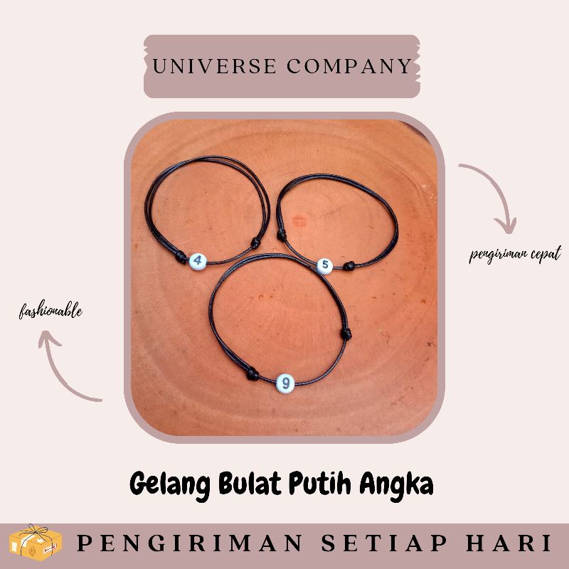 [UC] GELANG BULAT PUTIH ANGKA / GELANG TALI KOREA