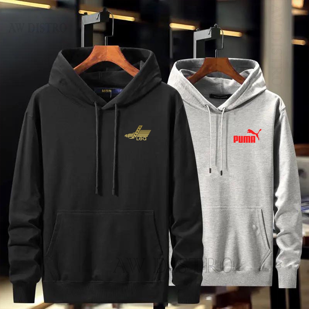 PAKET TERMURAH ( Dapat 2 pics ) Sweater Hoodie Lea+Pum4 Text Gold - Red Premium Quality