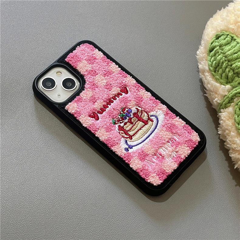 YUMMY CAKE PUZZLE WOOL KNIT CASE BACK SOFT BLUDRU CASE IPHONE 14PROMAX 14PRO 14 13 PROMAX 13 PRO 13 12 PROMAX 12 PRO 12 11 PROMAX 11 XSMAX XR X XS