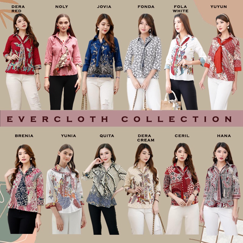 Evercloth Lamy Blouse Wanita Atasan Wanita Batik Couple Top Jumbo Dress / 068 MIX