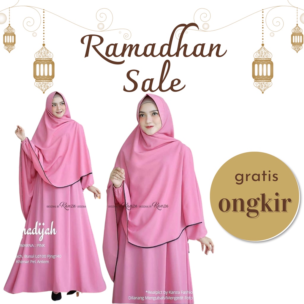 KHODIJAH SYAR'I Gamis Polos Perempuan Khodijah Dress / Baju Gamis Wanita Dres Set Hijab Khimar Terba