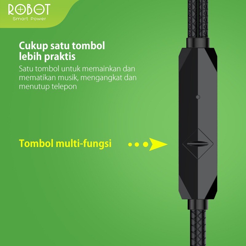 ROBOT Earphone Extra Subwoofer Bass R101 SERIES  Metal Wired Headset Original Garansi Resmi 1 Tahun