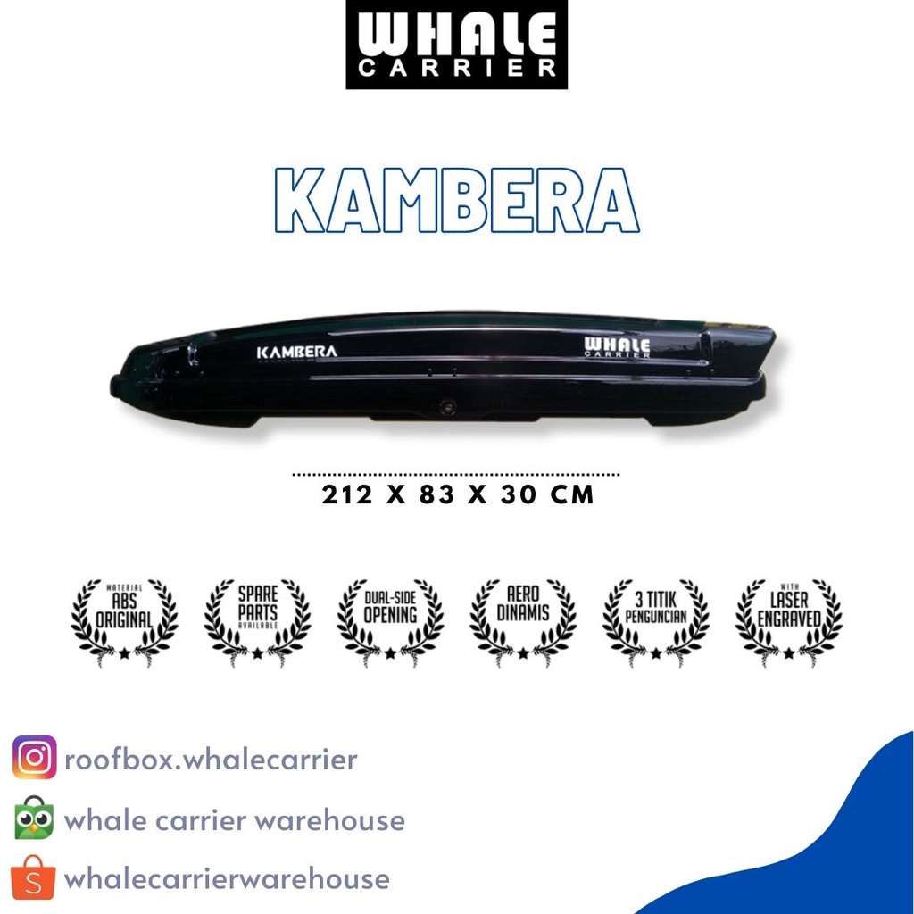 ROOF BOX WHALE CARRIER TIPE KAMBERA WARNA HITAM UNTUK SEMUA MOBIL