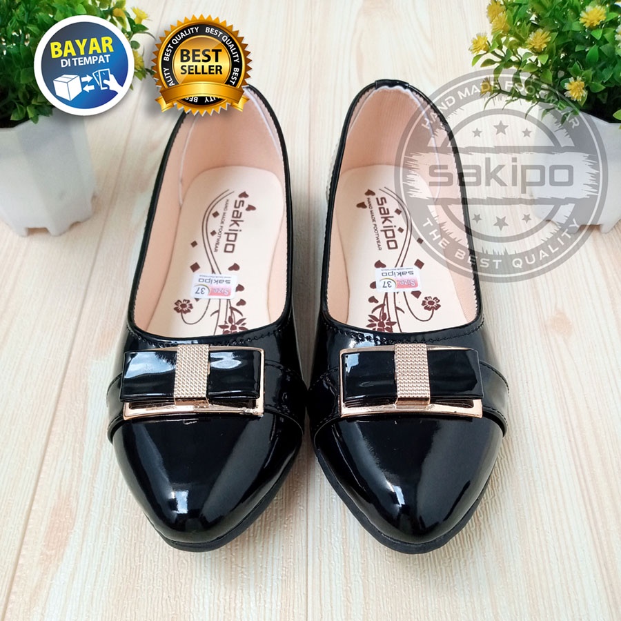 PROMO BIG SALE RAMADHAN !! FLATSHOES KANTOR HITAM GLOSSY / SEPATU BALET FORMAL KEKINIAN / SEPATU KERJA SEKOLAH WANITA REMAJA DEWASA / FLATSHOES FORMAL HITAM REMAJA DEWASA  / SAKIPO