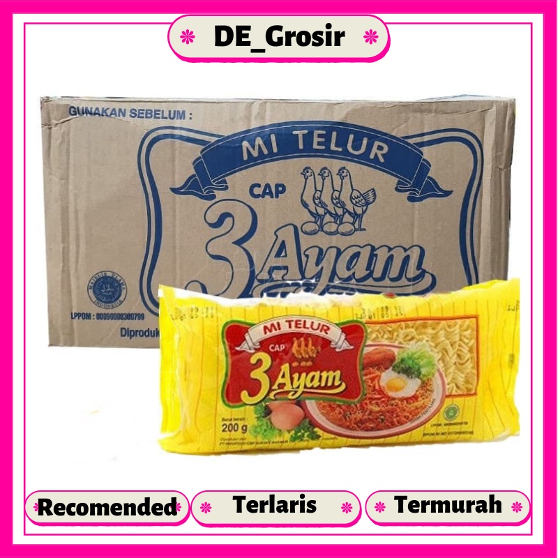 

Cap 3 Ayam Mie Telor Kuning 200 gr Dapat 1 Dus Isi 20 Pcs
