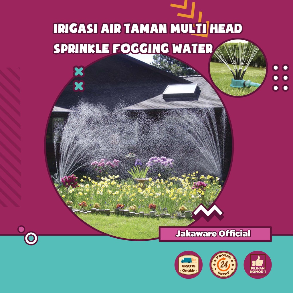 WCIC IRIGASI AIR TAMAN MULTI HEAD SPRINKLE FOGGING WATER 360 ALAT PENYIRAM TANAMAN LAPANGAN PEKARANG