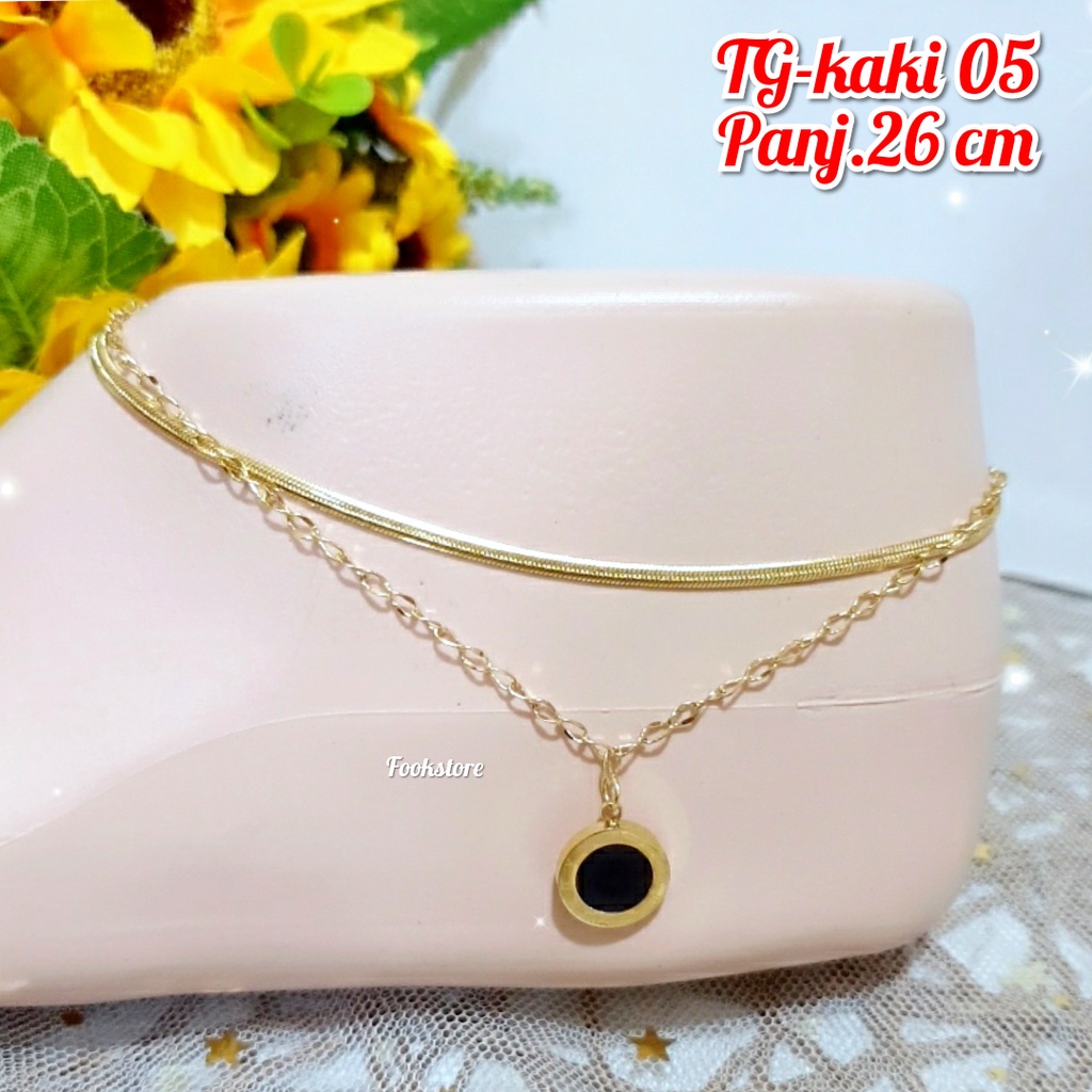 TITANIUM GELANG KAKI DEWASA MODEL RANTAI 2 LAYER/G-KAKI05/G-KAKI07