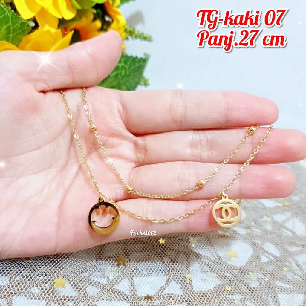 TITANIUM GELANG KAKI DEWASA MODEL RANTAI 2 LAYER/G-KAKI05/G-KAKI07