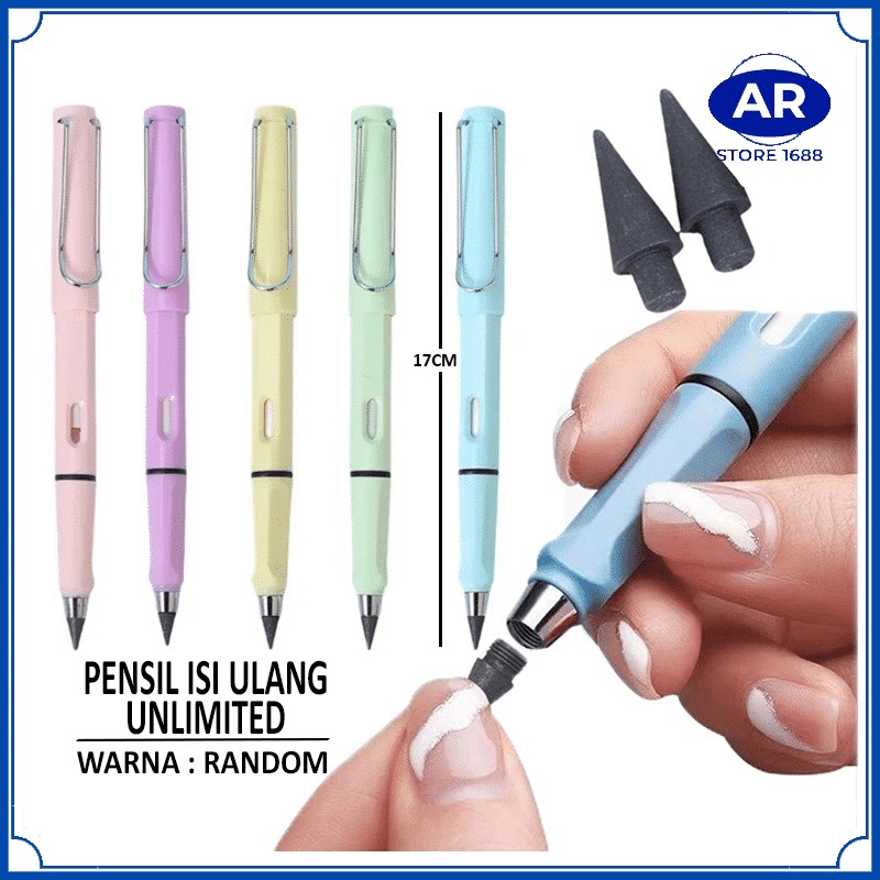 AR PENSIL ETERNAL AJAIB REFIL UNLIMITED TANPA RAUTAN WARNA MACARON / ALAT TULIS ANAK SEKOLAH