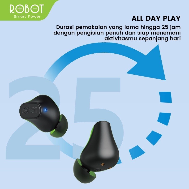 Robot T20S Headset Wireless Earphone Bluetooth 5.3 Airbuds TWS Black