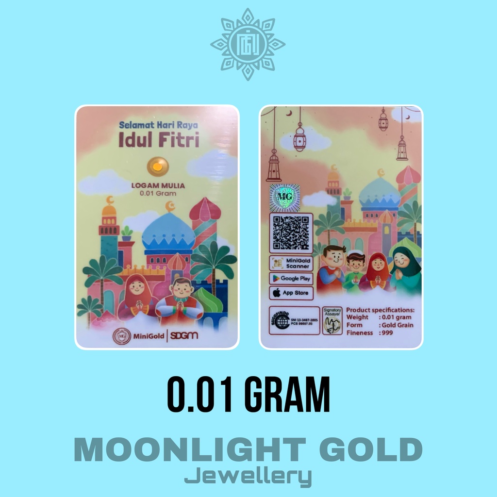 MiniGold 0.01 Gram Idul fitri Series logam Mulia 0,01gr Bisa tukar Tambah Antam 0.01gr 001gr 0,01gra