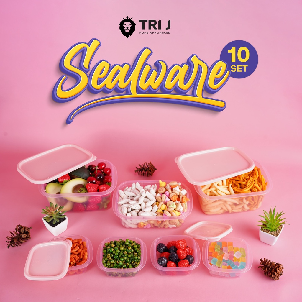 TOPLES SEALWARE TRI J WARNA SET ISI 10 PCS - TOPLES PLASTIK PENYIMPANAN MAKANAN JAJAN BPA FREE