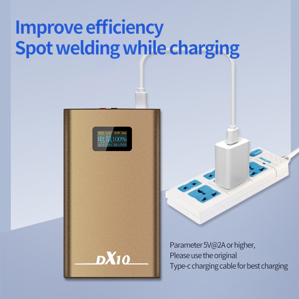 DX10 10600mAH Portable Spot Tukang LED Adjustable Mesin Spot Welding Alat 0.2mm Nikel Untuk DIY