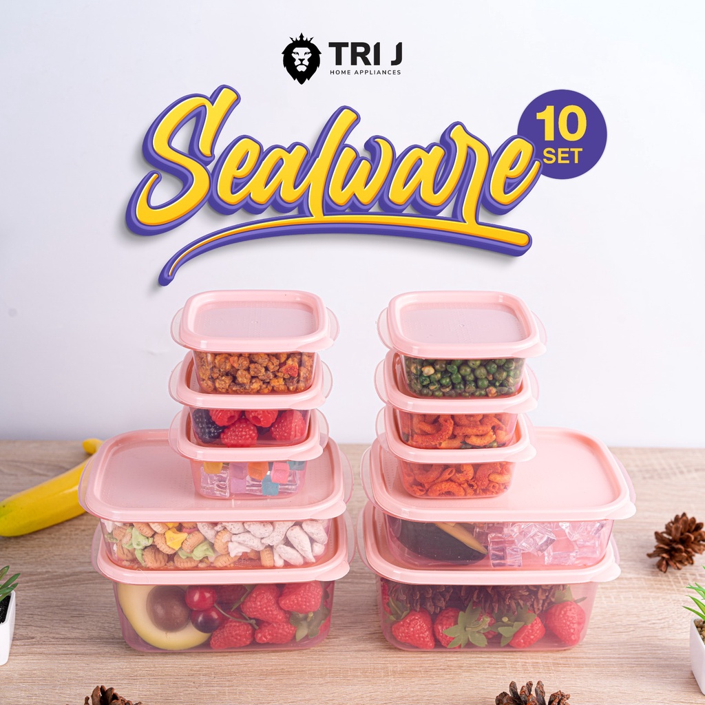 TOPLES SEALWARE TRI J  SET ISI 10 PCS - TOPLES PLASTIK PENYIMPANAN MAKANAN JAJAN BPA FREE