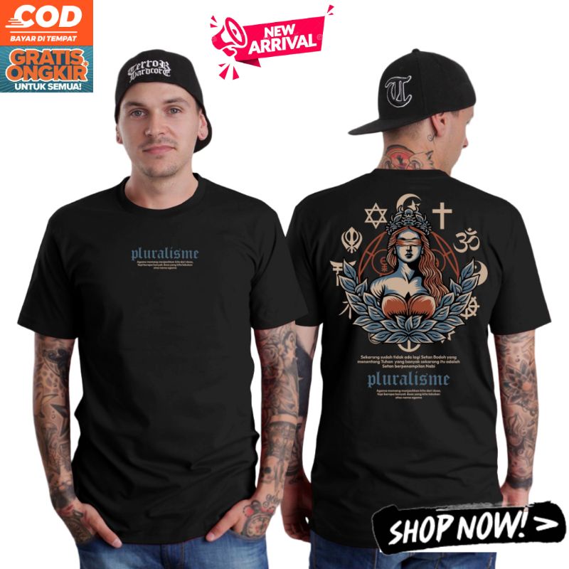 Baju Kaos Pria Pluralisme Toleransi Agama Kata Sindiran Bahan Cotton Premium