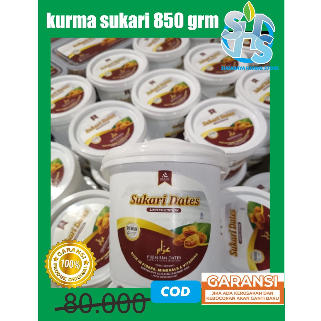 

Kurma sukari 850 grm kurma organik premium kemasan ember
