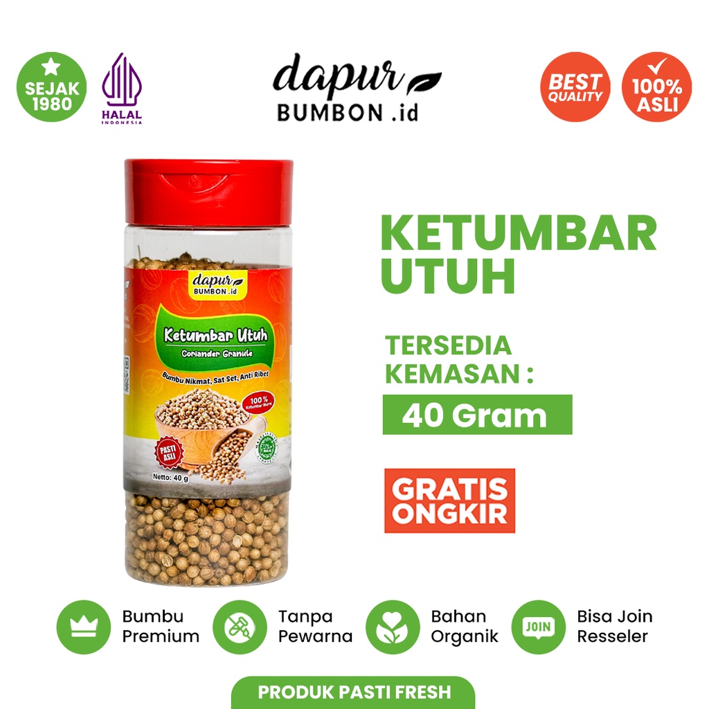 

Ketumbar Utuh Butir Tumbar Super Botol 40 Gram Bumbu Dapur Ground Corriander Granule 100% Original Halus Rempah Masakan Asli Tanpa Campuran Berkualitas