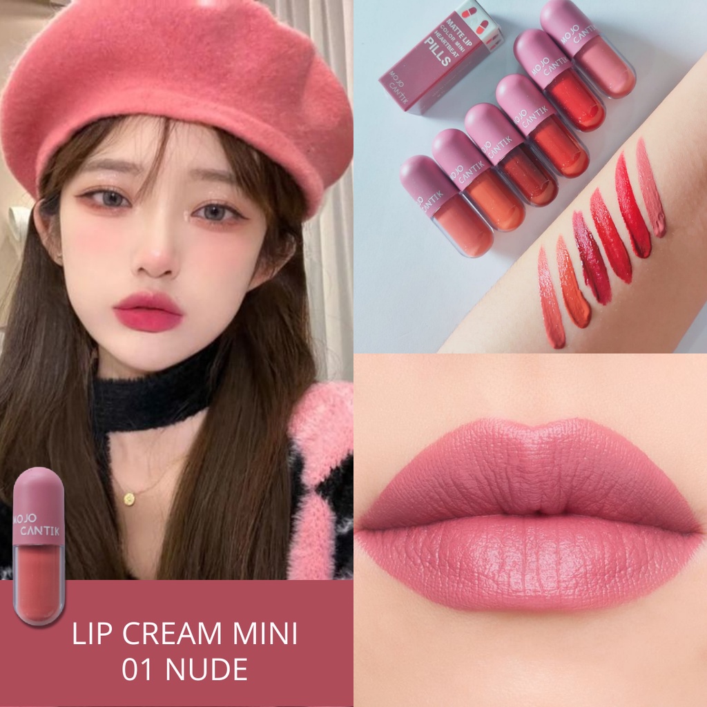 Mojocantik Lip Cream And Lip Glossy Pills Colorfull Nude Matte / Pigmented Lip Balm / Lipstik