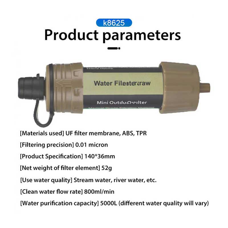 Portable Water Filter Straw Outdoor Sedotan Penyaring Air - Purifier Survival Emergency