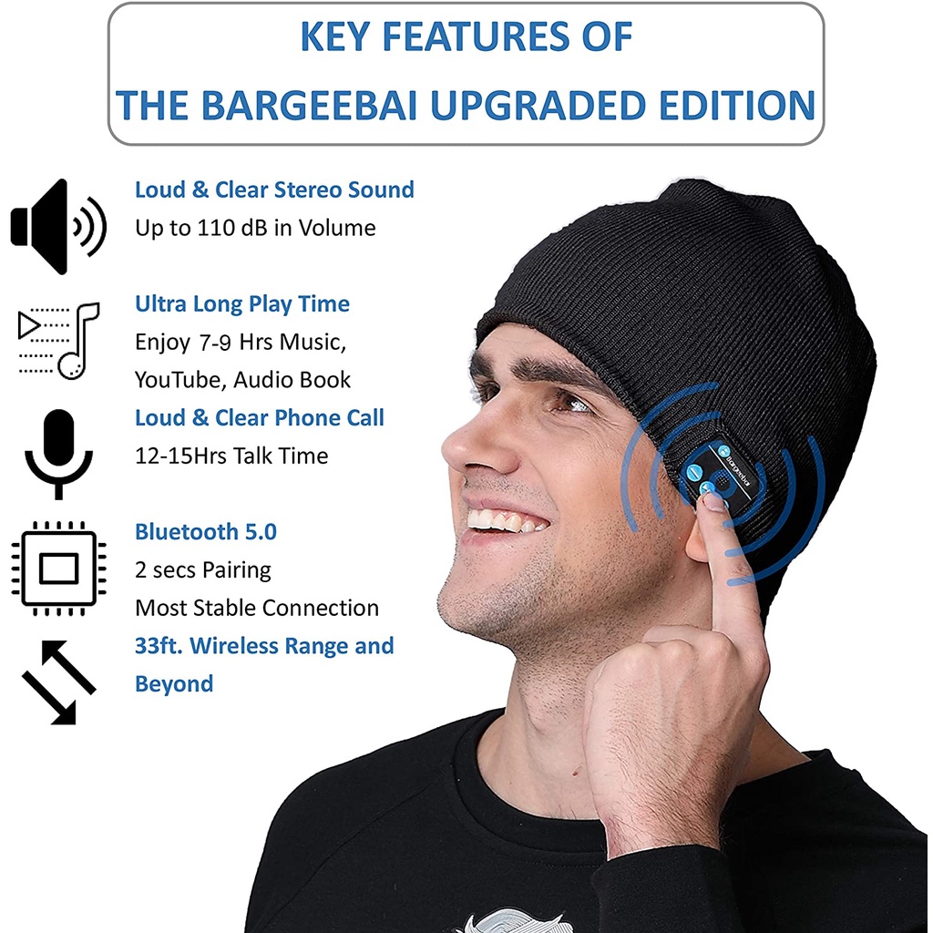 Kupluk Gunung Kupluk Bluetooth Knit Beanie Dengan Bluetooth Music Headset Beanie Hands-Free Calls Speaker Built-In Stereo Speaker