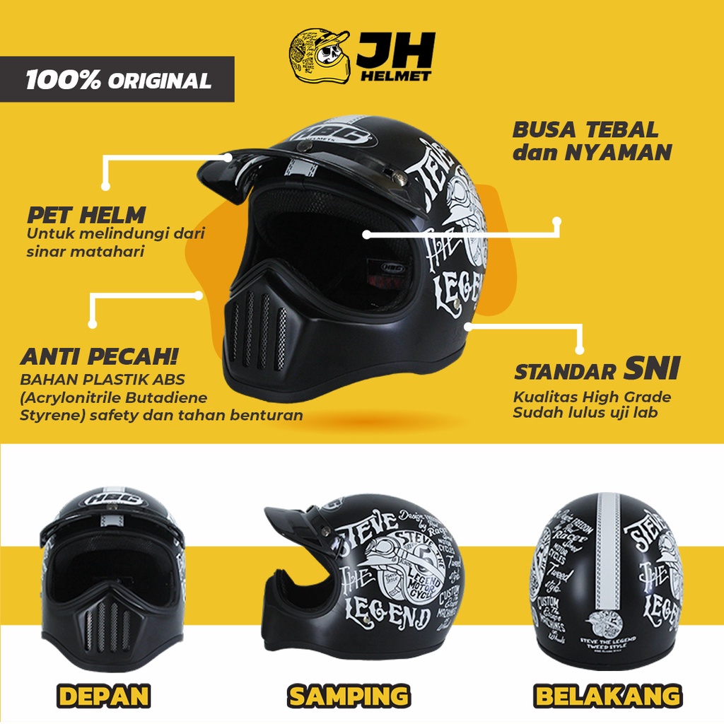 Helm Cakil HBC Steve+FREE Goggle PROMO Terbatas!! (Helm HBC Cakil/Helm Retro/Helm Vespa/Helm Klasik)