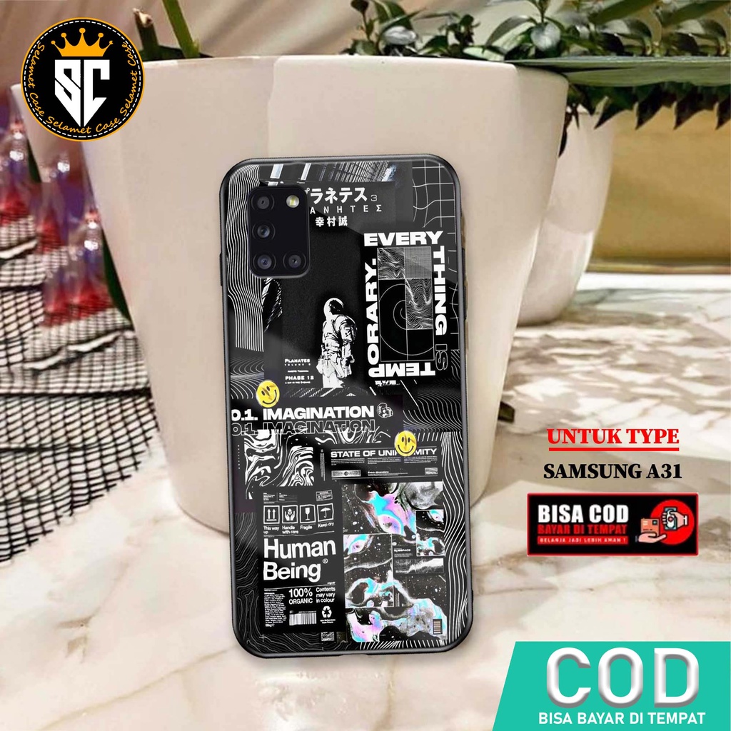 Case Samsung A31 Casing Samsung A31 Selamet Case [ASTRONT] Softcase Glass - Hardcase Glossy - Case G