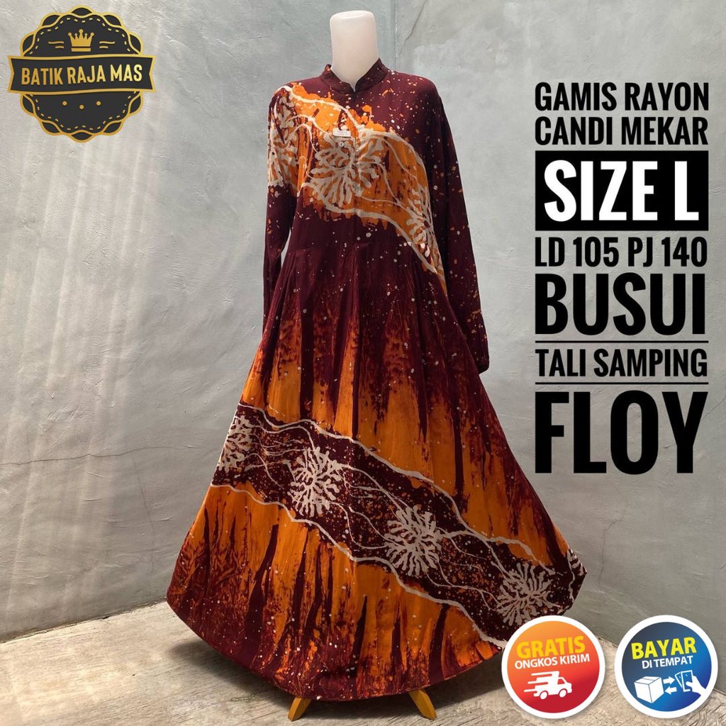 Gamis Modern Terbaru 2022 Wanita Dewasa Lengan Panjang Syari Raya Lebaran Motif Batik Abstrak Busui 