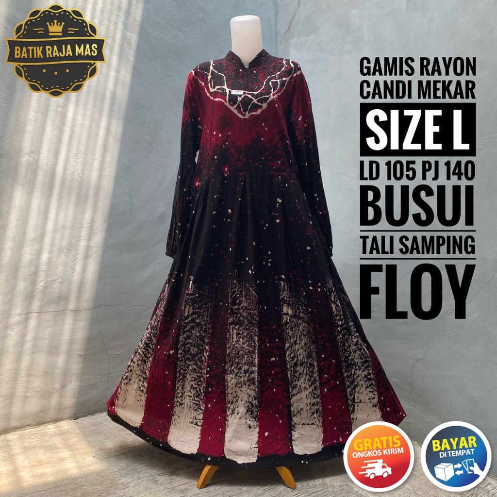 Baju Gamis Wanita Dewasa Syari Raya Lebaran Terbaru Rayon Candi Mekar Busui Friendly Resleting Depan