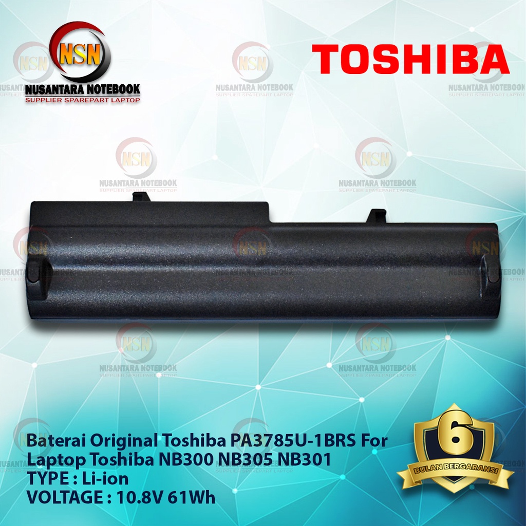 Baterai Original Toshiba PA3785U-1BRS For Laptop NB300 NB305 NB301 10.8V 61Wh