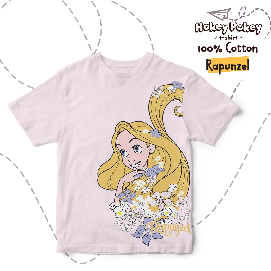 Baju Kaos T Shirt Anak Perempuan Katun Combed Motif Rapunzel